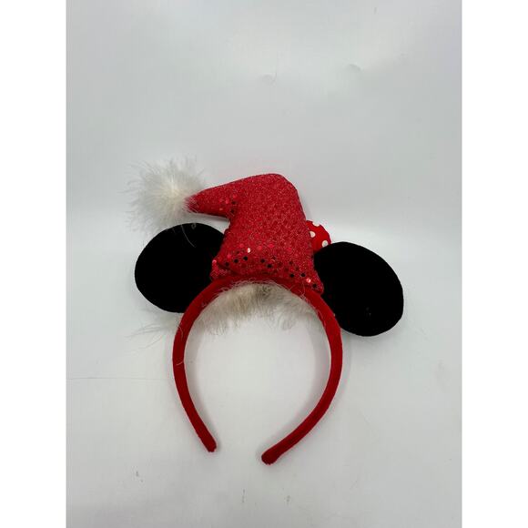 Walt Disney World Red Sequin Holly Minnie Mouse Christmas Holiday Ear Headband - Picture 2 of 2